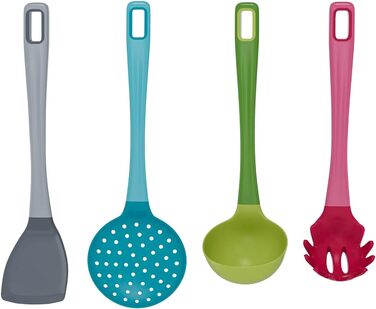 Kitchen Helper Set of 4 - (Turner, Ladle, Slotted Spoon, Spaghetti Spoon) kitchen utensils, plastic Turner, Ladle, Skimmer, Spaghetti Spoon, kitchen helpers
