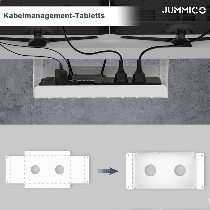 Електричний регульований стіл JUMMICO 140x70 см з бездротовою зарядкою, USB та євро-розеткою, сірої кольору – письмовий стіл для роботи стоячи та сидячи