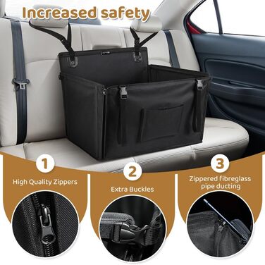 KYG Extra Stable Waterproof Non-Slip Dog Car Seat - Scratch Resistant with 4 Straps for Rear Seat - Reinforced Car Seat for Pets (M - 58x55x36cm)