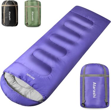 Сплячий мішок Atarashi Camping 4 сезони для дорослих, великий, теплий, з компресійним мішком. Ідеально для походу, трекінгу та відпочинку на природі (83 x 224 см)