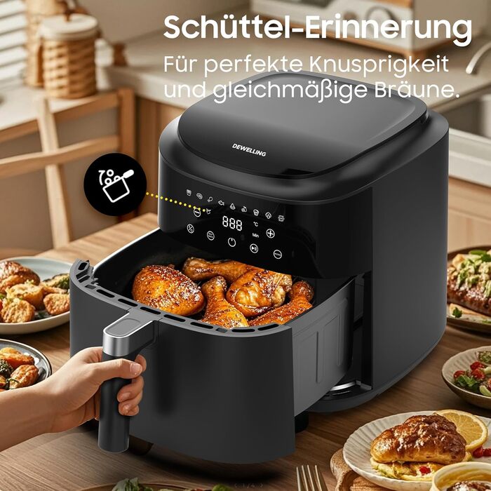 Аерофритюрниця XXL 9л Heißluftfritteuse 2350W з 9 програмами, LED дисплеєм, підтриманням тепла, металевим внутрішнім простором для сімейних страв