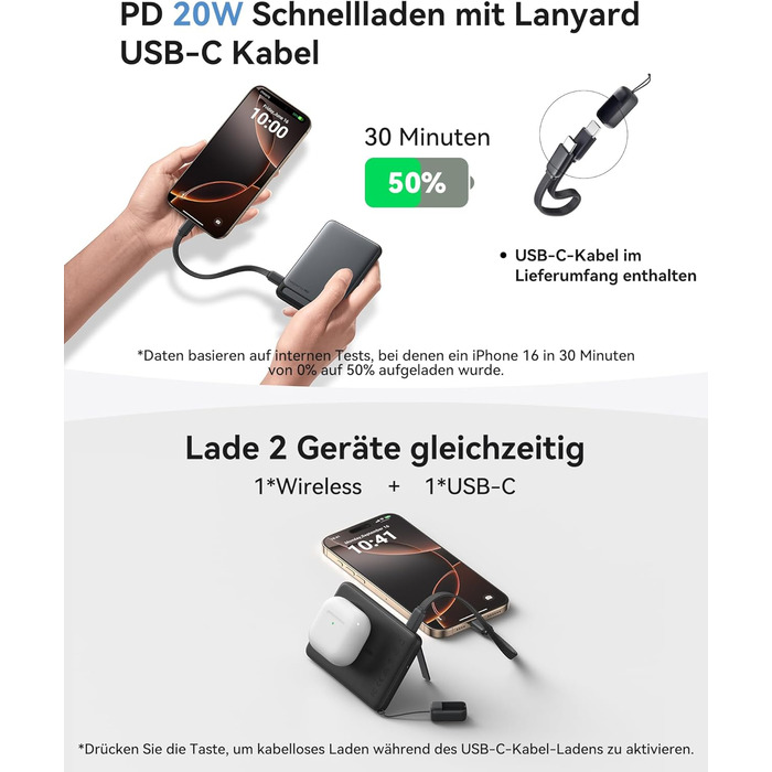 Power Bank INIU Magsafe 20W з ключовим ланцюжком та підставкою, 5000mAh (блакитний)