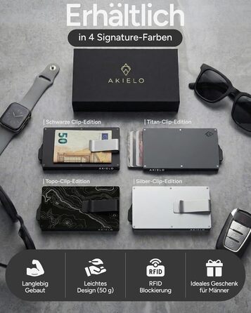 RFID захисне картхолдер Alpha Kollektion: мінімалістичний картхолдер для чоловіків з подарунковою коробкою
