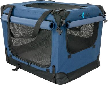 Foxdevil Складана переноска для собак та котів середніх розмірів – переноска для тварин у машину та в дім (M, Синій)