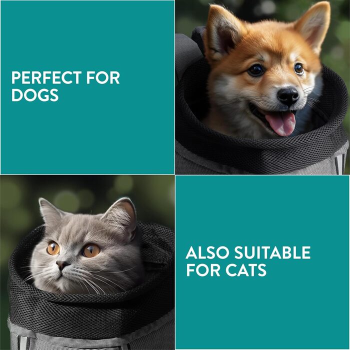 Рюкзак для собак та котів Navaris до 7 кг - сірий (37 x 33 x 24 см)