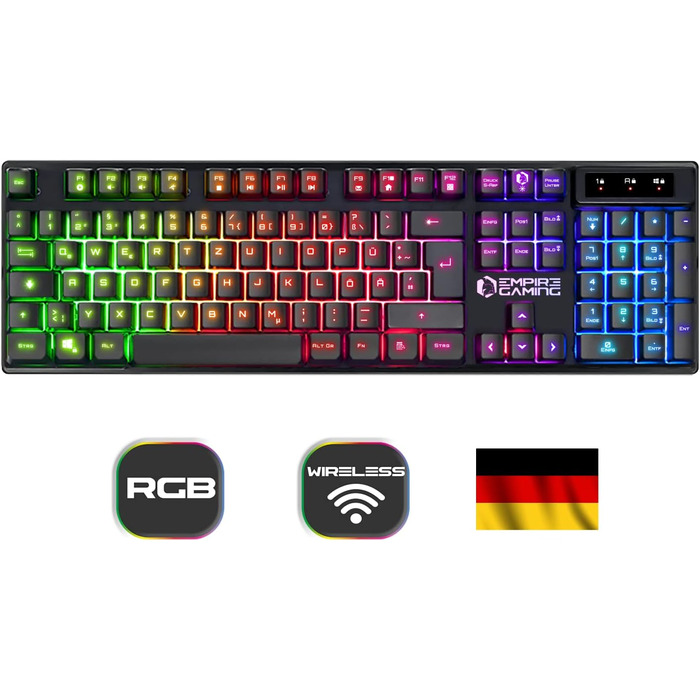 Бездротовий ігровий комплект клавіатури та миші EMPIRE GAMING Armor RF800 - RGB підсвітка, 4800 DPI, QWERTZ (DE), сумісний з PC, PS4, PS5, Xbox, Mac (білий)