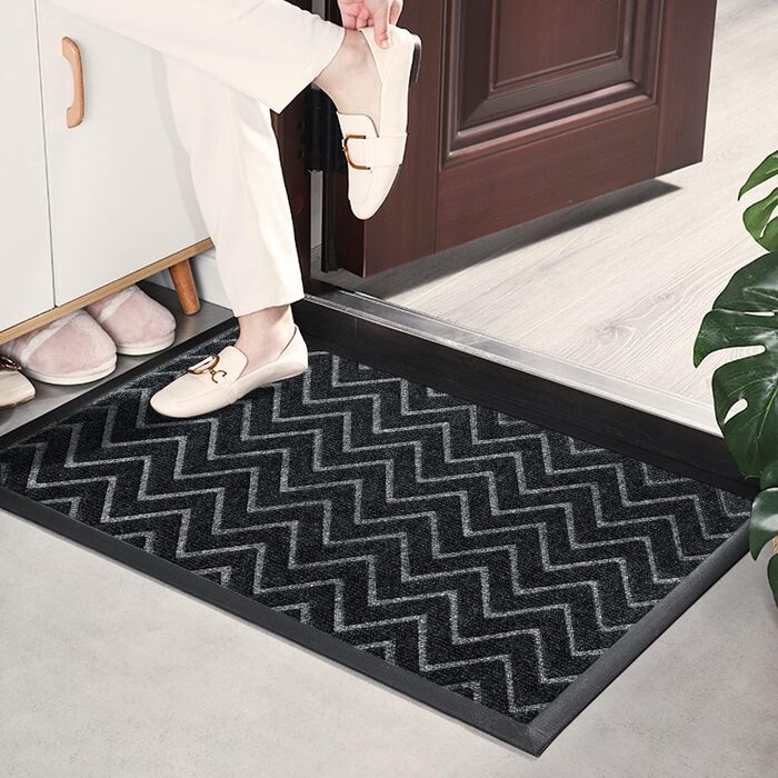 Гумовий килимок Purejoy 60x90 см для дому та вулиці. Нековзкий, миється, для входу. Темно-сірий, для низького порогу.