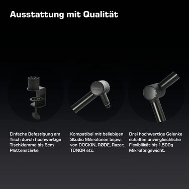 DOCKIN® MP2000: USB мікрофон-конденсатор для ПК, геймінгу, подкастів та стрімінгу. Якісний мікрофон з міцним кріпленням для запису звуку. Преміум звук та повний комплект.