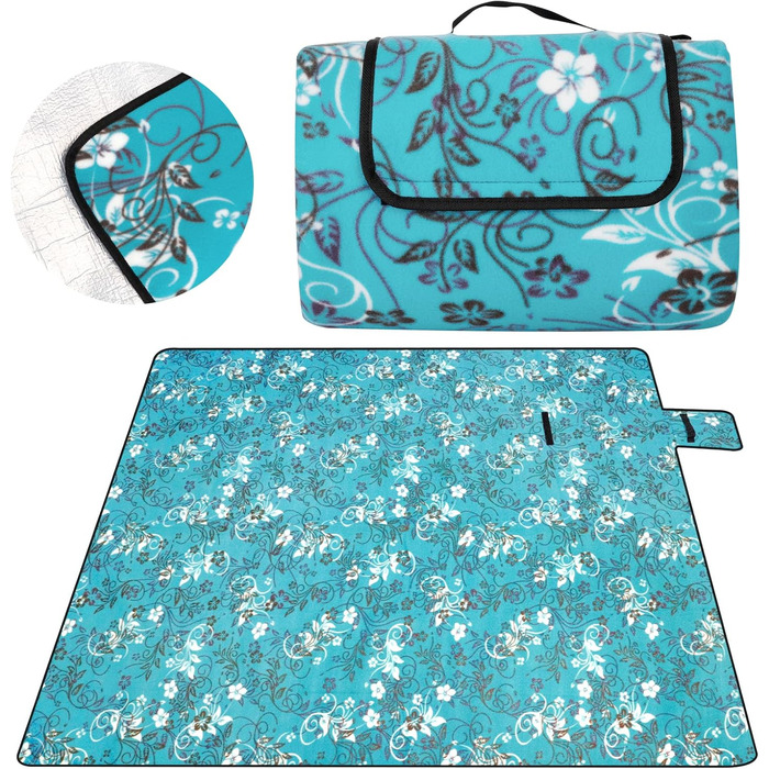 Килимок для пікніка DICLLY 200x200 см, водонепроникний, з підкладкою, що не прилипає до піску, для відпочинку на природі