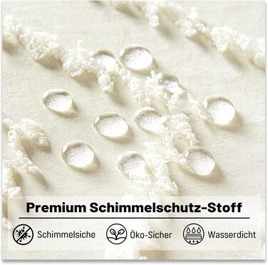 Штора для душу BTTN 180x180 см, бежева бохо, з китицями, водонепроникна, з гачками (1 шт)