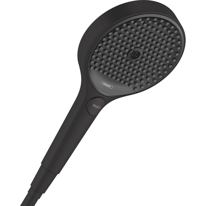 hansgrohe Rainfinity - Showerhead, Handheld Shower with 3 Spray Patterns, Round Showerhead (⌀ 130 mm), Showerhead with Anti-Limescale Function, (Matte Black)