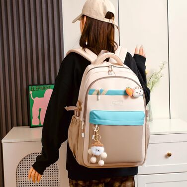 Шкільний рюкзак для дівчинки-підлітка 2025, рюкзак для школи/гімназії, Kawaii рюкзак для старшої школи з відділенням для 15.6' ноутбука, повсякденна шкільна сумка для подорожей, 22L (Хакі)