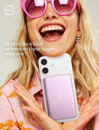 Power Bank Magsafe LISEN 5000mAh для iPhone 17/15 Pro/Max/13 - Рожевий, 18W PD USB-C, Slim, Аккумуляторний чохол, Аксесуар