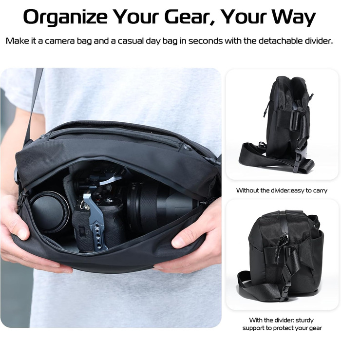 Чохол для камери ULANZI: водонепроникний, 10L, для DSLR/SLR/беззеркальних камер, з регульованим ременем, для фотозйомки на відкритому повітрі, з кишенями на блискавці та захистом від крадіжок