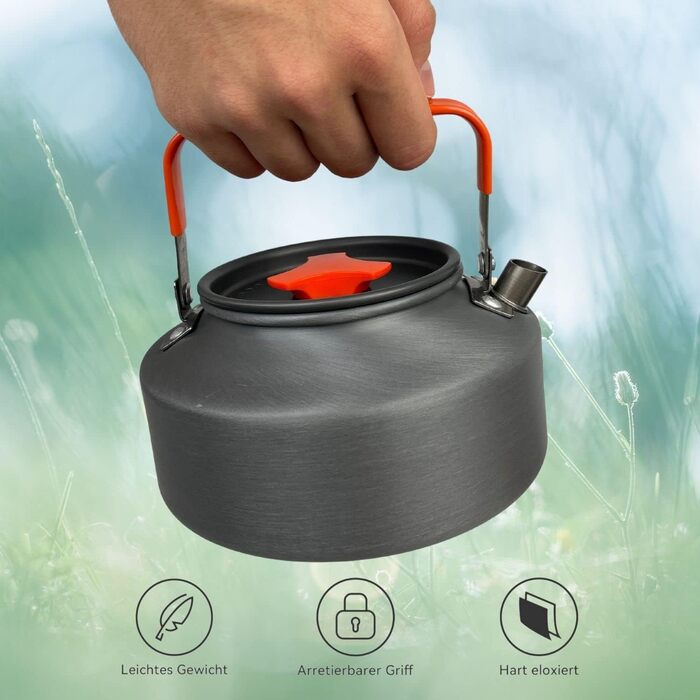 Набір посуду для кемпінгу WILDVIVAL на 1-3 особи (12 предметів) - легкий алюмінієвий посуд для кемпінгу з каструлею, сковородою та чайником