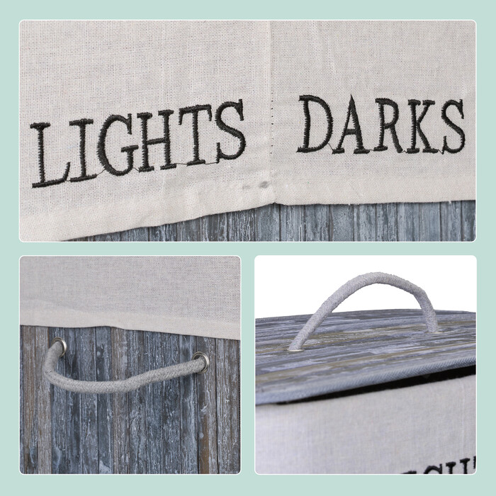 Relaxdays Bamboo Laundry Basket with 2 Compartments