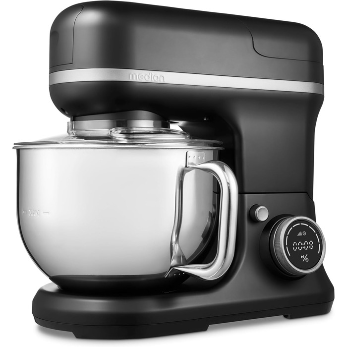 Кухонна машина MEDION MD18430: Міксер, м'ясоподрібнювач, 3 в 1, 5 л чаша з нержавіючої сталі, 1200 Вт, натерти, нарізати, цифровий дисплей, 18430