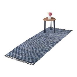 Relaxdays Leather and Cotton Patchwork Rug