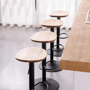 Kidol Adjustable Height Bar Stools 2-Pack - 360° Swivel, Round Wooden Seat, Metal Frame, for Kitchen/Bar/Living Room (Brown)