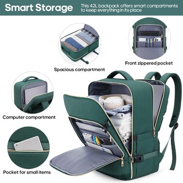 Набір валіз UKEIN 3 шт. з PC корпусом, міцний дорожній набір, ручна поклажа з TSA замком, 4 спіннер колеса, рюкзак та косметичка (3 шт.) (Темно-зелений)