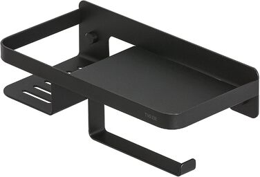 Тримач для туалетного паперу Tiger Caddy з полицею для смартфона та вологих серветок, настінний, чорний (24 x 10 x 11,6 см)