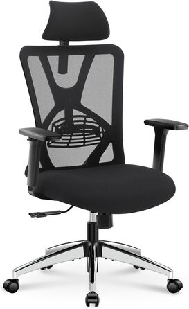 Ticova Ergonomic Office Chair - Adjustable Lumbar Support, Headrest & 3D Armrests