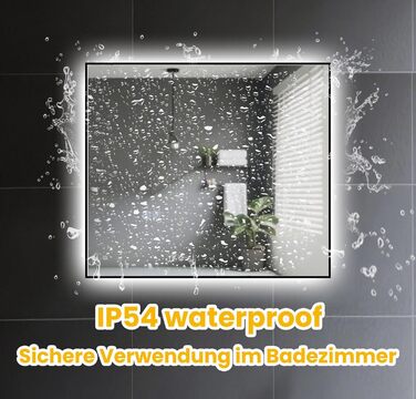 LED дзеркало для ванної кімнати 45x65 см з підсвічуванням, IP54, 6500K, прямокутне, енергозберігаюче, біле
