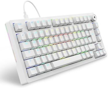 Sharkoon Skiller SGK25 RGB - ігрова клавіатура, 75% layout, Hot Swap, Red Switches, біла