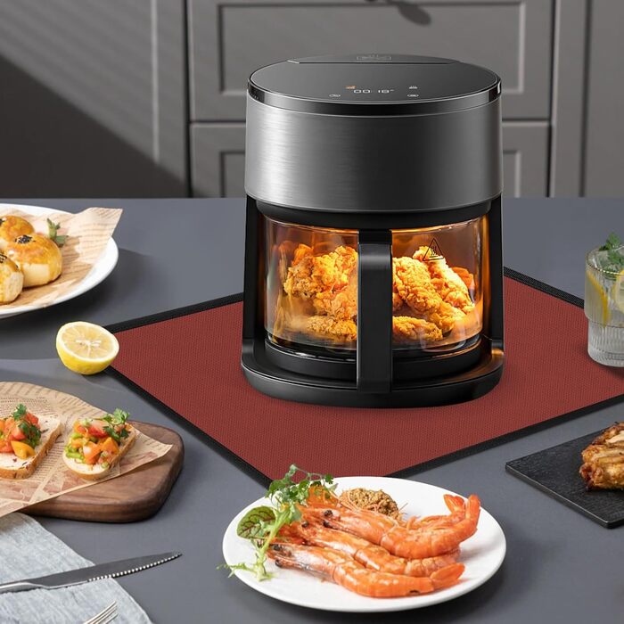 Термостійкий килимок 40 x 45 см, 1 мм - захист від нагріву для фритюрниці, вогнестійкий килимок для кухонних стільниць, масло- та водовідштовхувальний, легко миється, 1 шт. (Червоний, 30 x 45 x 0.1 см)