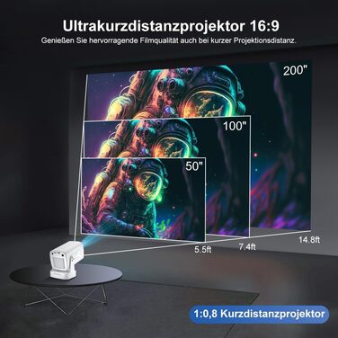 Beamer 4K HY260pro: Міні проєктор 4K з Wi-Fi 6, Bluetooth 5.4, Android TV, 180° обертання, 18000 люмен, 5W динамік для дому та відпочинку на природі