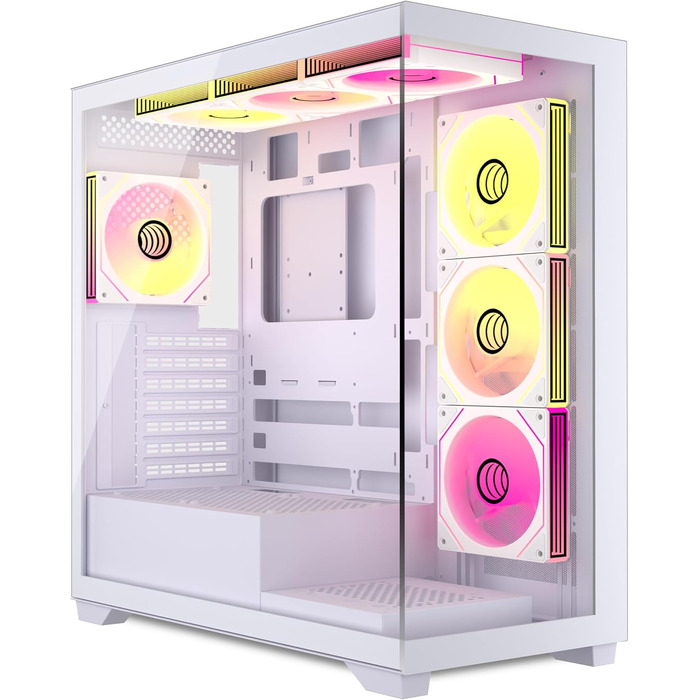 Ігровий корпус для ПК ANSAITE ATX Mid-Tower, 6 ARGB PWM вентиляторів, панорамне загартоване скло, підтримка радіатора 360мм, USB Type-C, Чорний