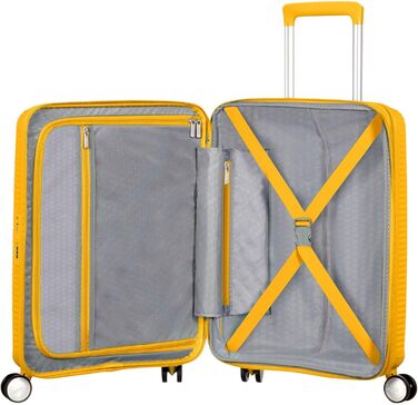 Чемодан American Tourister Soundbox Spinner - Розширюваний ручний багаж, 55 см, 35.5/41 л, жовтий (Golden Yellow)