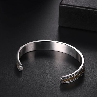 Чоловічий браслет JewelryWe з нержавіючої сталі з вовком, плетіння, стиль вікінг/байкер, відкритий браслет, срібло/золото/чорний, еластичний