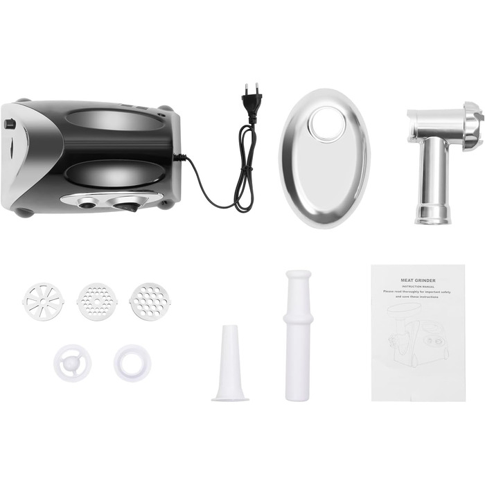 Electric Meat Grinder 2800W - Meat Processing Machine for Kitchen, Restaurant & Hotel Use with 3 Stainless Steel Grinding Plates (5mm, 7mm)