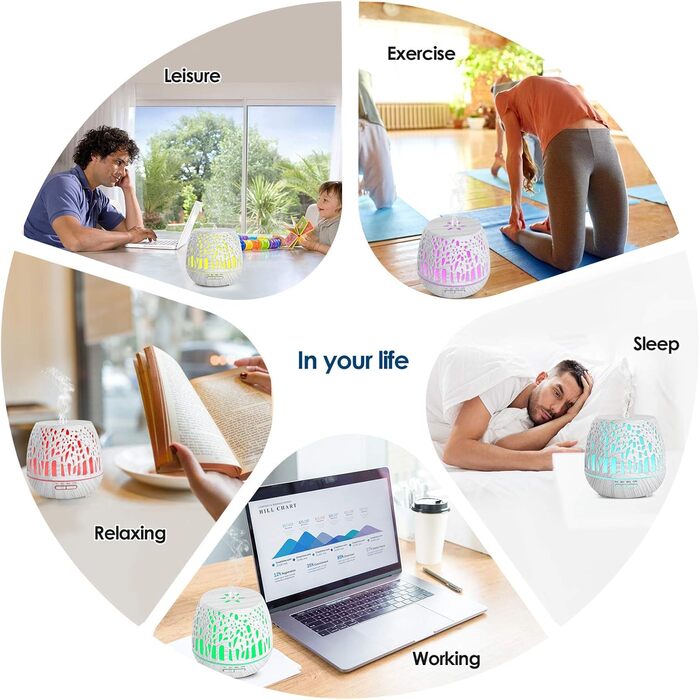 Дифузор Simpeak Aroma 400мл, ультразвуковий дифузор для ефірних олій, ароматерапія, зволожувач повітря з пультом, дерев'яний, колір: світло-коричневий