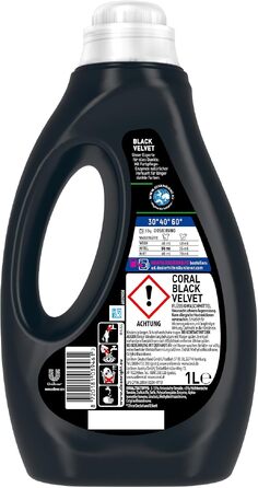 Рідкий засіб для прання чорної білизни Coral Black Velvet з Color Shine Tech та сироваткою для захисту волокон, 6 x 1 л (6 л)
