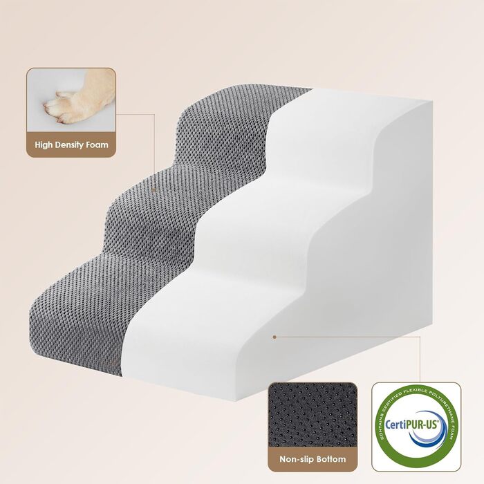 Сходинки для собак EHEYCIGA: компактні та зручні для маленьких собак, 40 см заввишки, сірі