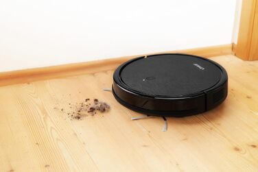 Робот-пилосос з функцією миття - 2в1. Робот-пилосос з додатком, акумулятором 120 хв, для килима, шерсті тварин та твердих підлог. З зарядну станцією та пультом дистанційного керування (Чорний)