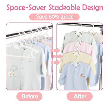 Місця для дитячого одягу: 20 шт. Місця для одягу, що ростуть, для дітей, що економлять простір, з ручками у вигляді ведмедиків, неслизькі вішалки для немовлят та малюків, білі