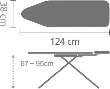Прасувальна дошка Brabantia Classic з підставкою для праски, колір ecru, 124.5 x 38.1 см