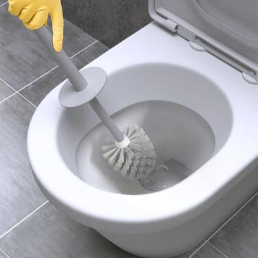 Набір для чищення унітазу 2 шт. з пластиковою ручкою та м'якою щетиною, 4 насадки, ергономічний дизайн, сірий колір