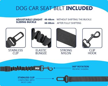 Автокрісло для собак RAGI з ременем безпеки - міцне та стабільне. Захист сидінь авто, переноска для собак на заднє сидіння. Чорний колір