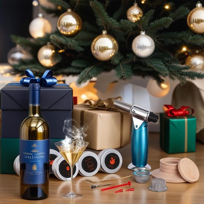 Набір для копчення коктейлів та віскі з ліхтариком: ретро-сет для вечірок, 6 смаків, подарунок для чоловіків, батька