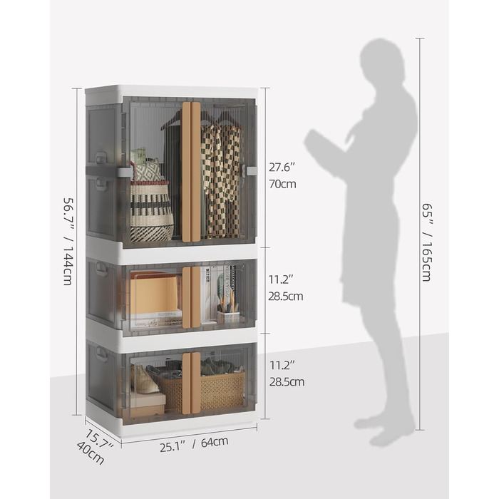 NETEL Storage Box with Lid Large, Stackable Storage Boxes 72L 4 Pieces, Plastic Storage Boxes, Transparent Stackable Boxes with Lid, Folding Storage Box with Door and Wheels (150L and 2x72L)