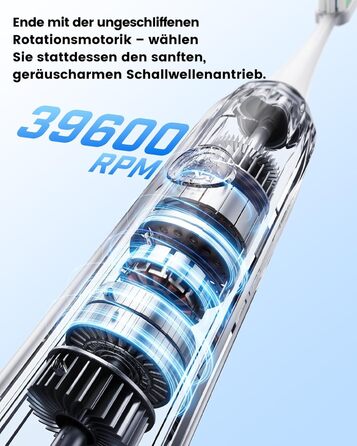 Електрична зубна щітка зі звуковими вібраціями, 5 режимів, таймер 30с, для відбілювання зубів за 2 тижні, 8 змінних насадок з м'якою 3D-щіткою, IPX7, 8 насадок
