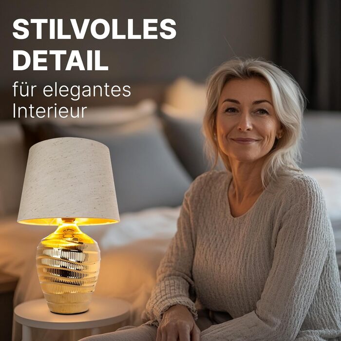 ARTE LAMP Poppy LED лампа настільна з кабелем – Хром/Біла настільна лампа з абажуром з білого текстилю для вітальні та спальні (Хром)