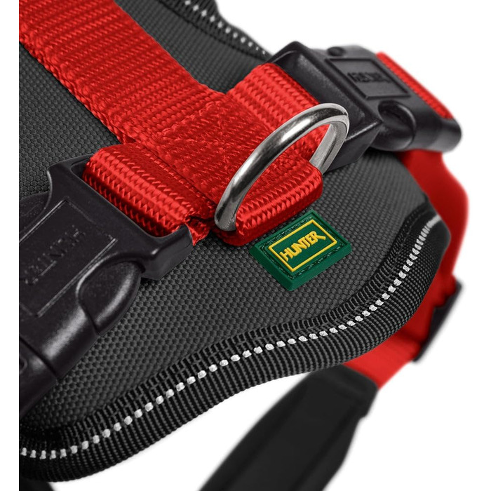 Нашийник для собак HUNTER Neopren, оливковий/чорний, розмір M/1 M/2, міцний нейлон, м'який неопрен, світловідбиваючий 3M Scotchlite, зручний, легкий у догляді