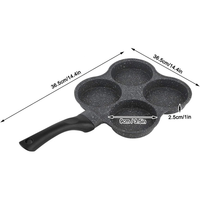 Haofy Egg Pan, 4-Hole Egg Burger Pan, Non-Stick Breakfast Omelette Pancake Pan for Electric Ceramic Stove, Not Available for Induction Cookers