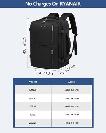 LOVEVOOK Рюкзак для подорожей, ручна поклажа, 40x30x20 см, 24л, для ноутбука 14