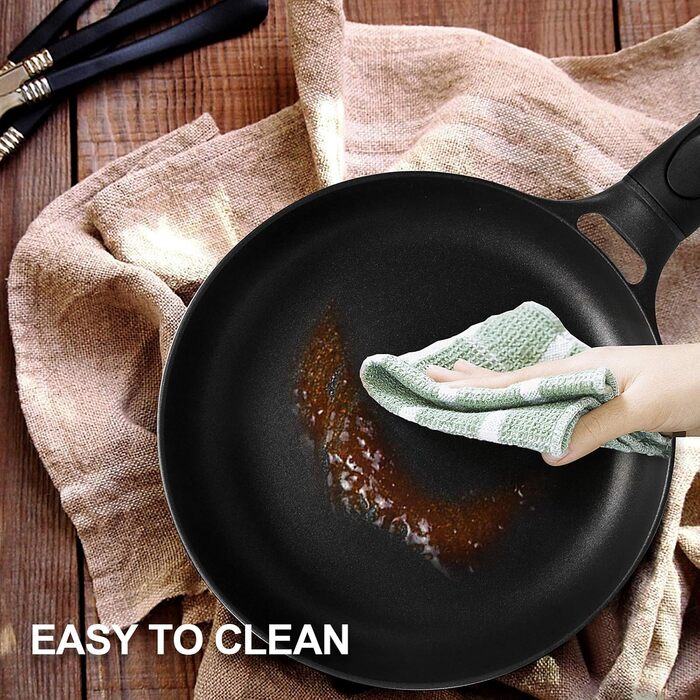 Сковорода 28 см з індукційним покриттям, знімний ручка, універсальна сковорода без BPA, алюмінієвий лиття, чорна (діаметр 24 см)